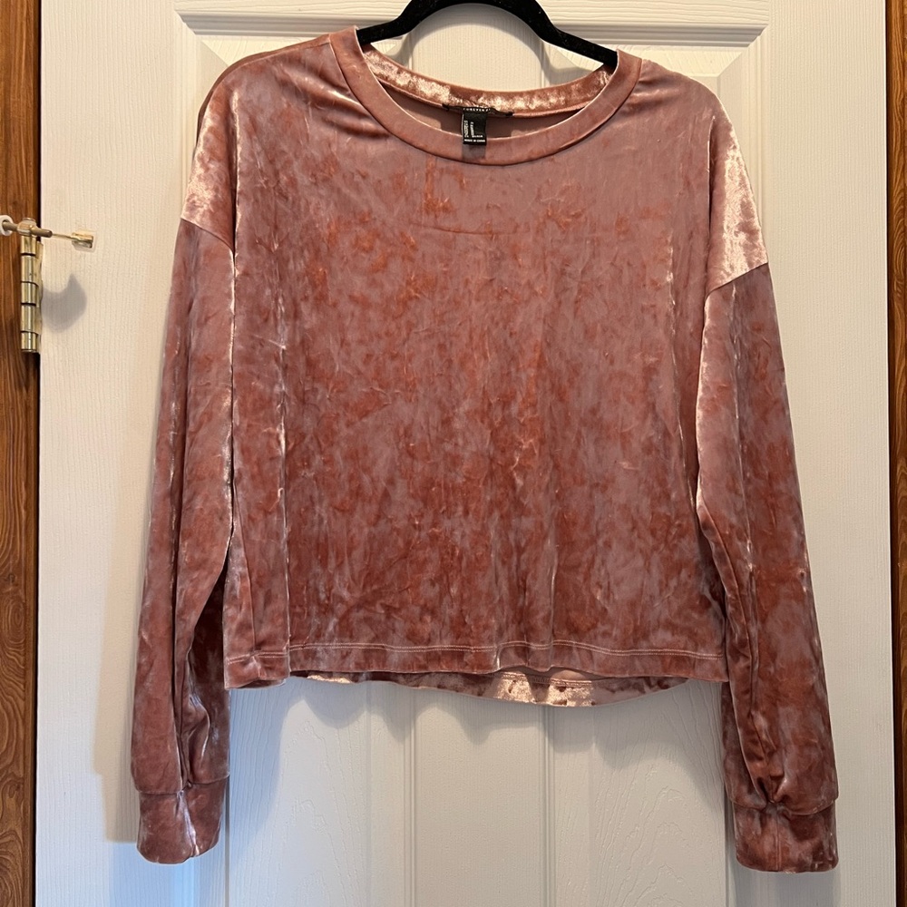 Forever 21 Pink Velvet Cropped Blouse